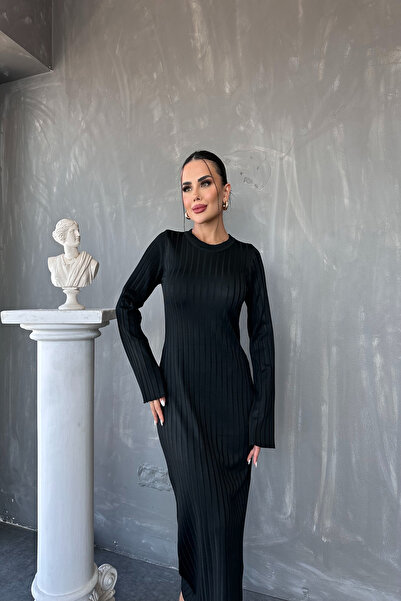 kamacibutik Bisiklet Yaka Triko Elbise