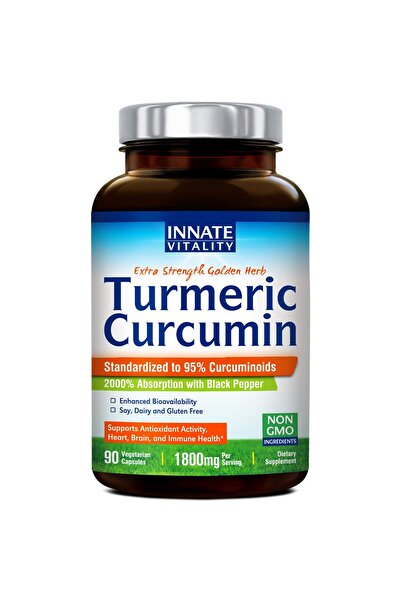 Innate Vitality الكركمين بالكركم 1800 ملغ مع الفلفل الأسود، 95% من الكركمينويدات، 90 كبسولة