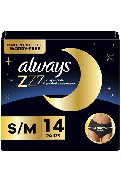 Always ZZZ Overnight Period Underwear for Women, Small/Medium, 14 Count (2 Pa...