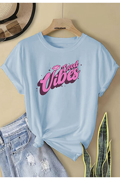 Advantage Παιδικό μπλουζάκι με λαιμόκοψη με στάμπα Good Vibes για κορίτσια