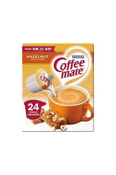 Coffee Mate كوفي ميت - كريمة قهوة سائلة بنكهة البندق، 24 قطعة (عبوة من 4 قطع)