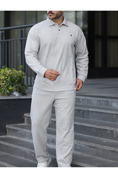 viperkombin طقم شتوي مكون من قطعتين: سترة بولو وبنطلون رياضي بقصة عادية