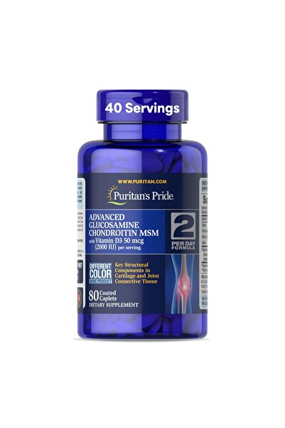 Puritan's Pride Advanced Glucosamine Chondroitin MSM with Vitamin D3, Joint Health Supplement, 80 Tablets