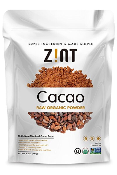 Zintra Organic Cacao Powder (8 oz): Paleo, Organic, Non-GMO, Antioxidant Superfood