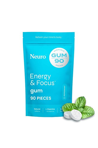 NeuroGum علكة الطاقة والتركيز (90 قطعة) - 40 ملغ من الكافيين، إل-ثيانين، وفيتامينات ب