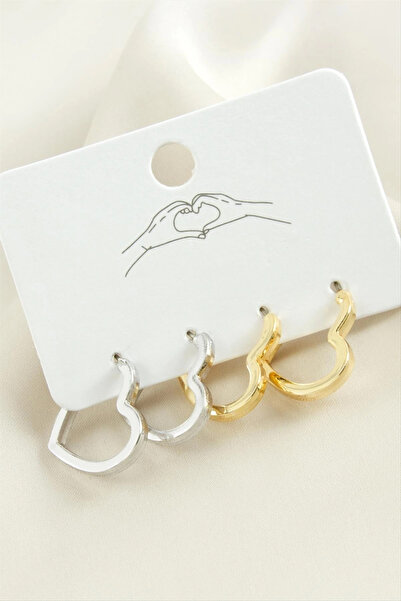 Eco Lounge 4 Pieces Heart Metal Earrings