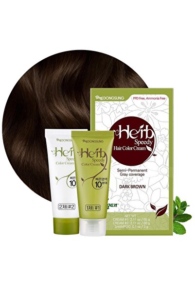 Herb Speedy Color Cream (Dark Brown) صبغة شعر خالية من PPD والأمونيا، بني غام...