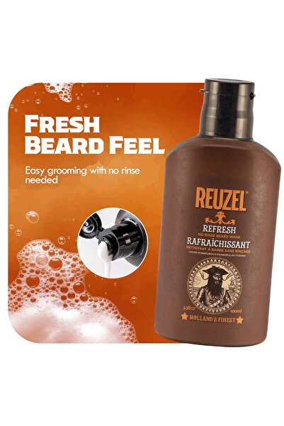 Reuzel Refresh No Rinse Beard Wash, Instantly Freshens Beard, 3.38 oz
