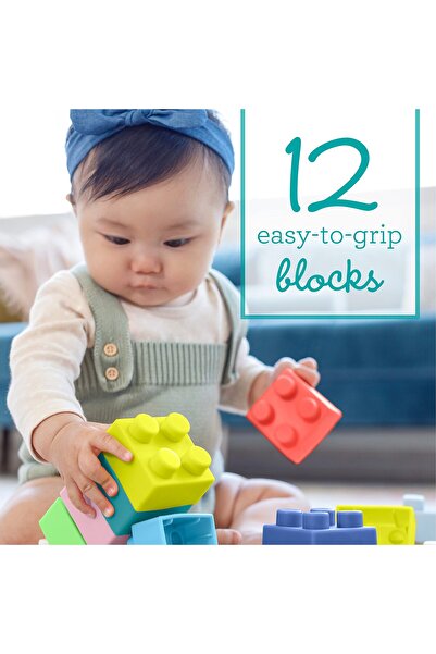 Infantino Super Soft BPA-Free Building Blocks, 12-Piece Set for Babies & Toddlers