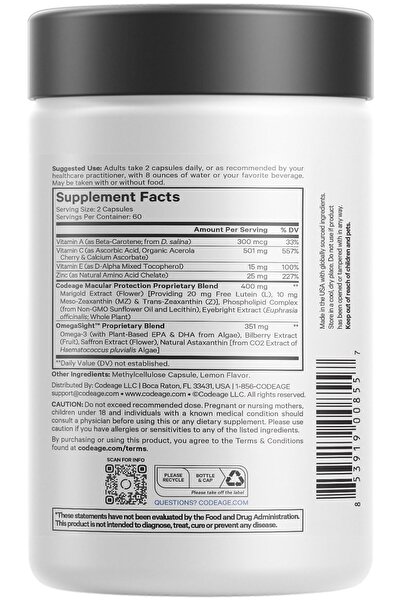 Codeage Eyes Vitamins - AREDS 2 Formula - 2-Month Supply (120 Capsules)