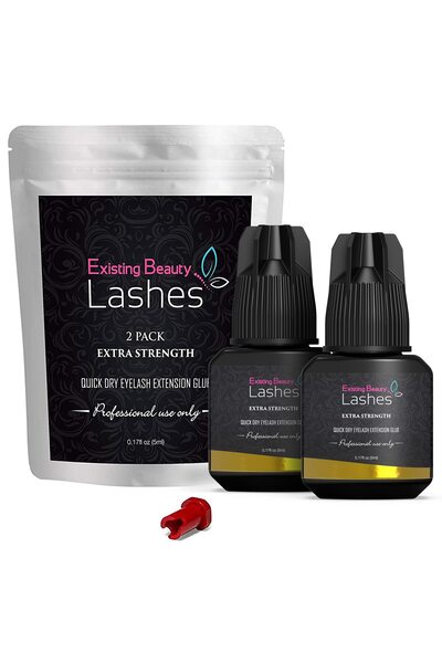 Existing Beauty عبوة من غراء تمديد الرموش القوي للغاية، يجف في غضون ثانية أو ثانيتين، ويدوم لمدة 6-7 أسابيع، 5 مل