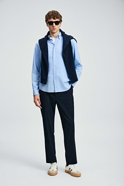 Lufian 112010676 Danıel Men's Basic Shirt Regular Fit Men's Shirt Blue