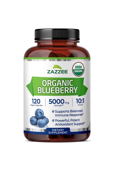 Zazzee USDA Organic Blueberry 10:1 Extract, 5000 mg, 120 Vegan Capsules