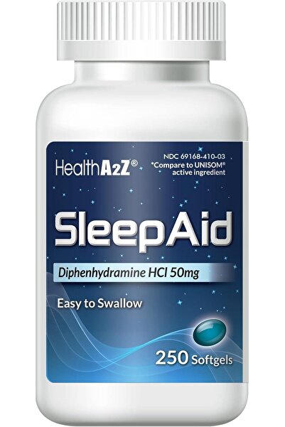 HealthA2Z مساعد على النوم، كبسولات ديفينهيدرامين الهلامية، 50 ملغ، يدعم نومًا...