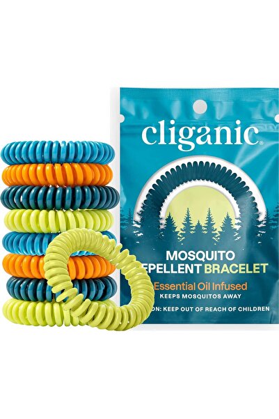 Cliganic 10 Pack Mosquito Repellent Bracelets - Natural DEET-Free Bands