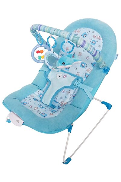Moon كرسي هزاز للأطفال مطبوع حيوان - أزرق - MNBGRGR03