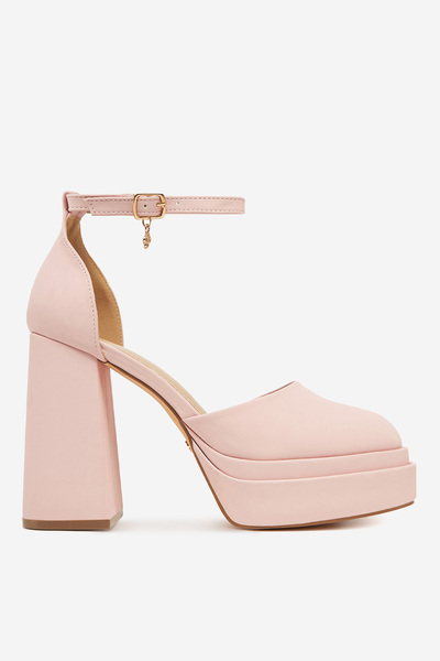 DeeZee Γυναικείες Γόβες με χαμηλό ροζ τακούνι, τακούνι με πλατφόρμα 41