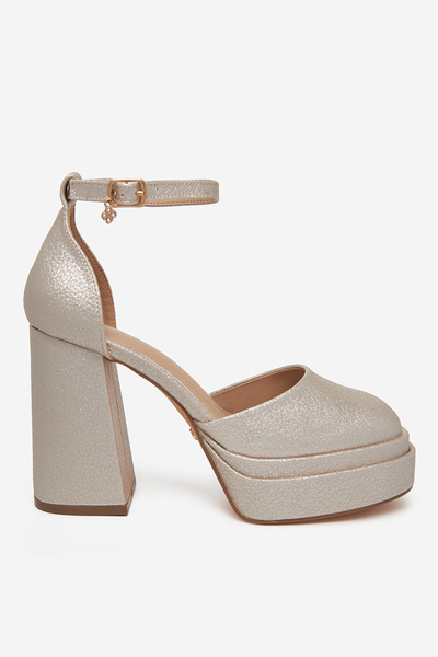 DeeZee Γυναικείες Γόβες on the block low gold block με πλατφόρμα 38