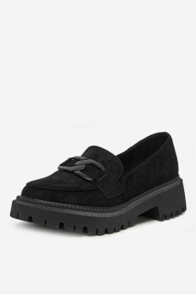 DeeZee Γυναικεία Loafers με εφαρμογή χαμηλής μαύρης χοντρής σόλας 36