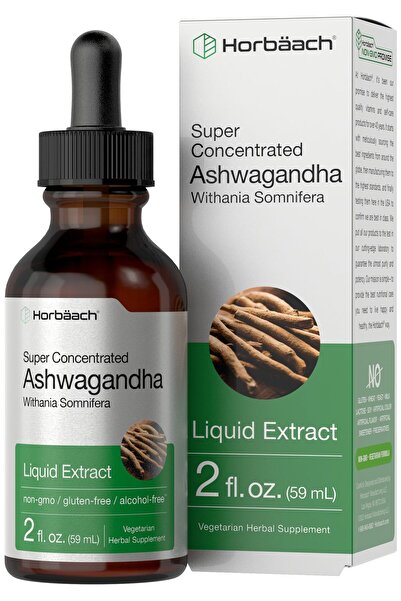Horbäach مستخلص سائل من جذر الأشواغاندا | ٢ أونصة سائلة | صبغة خالية من الكحول