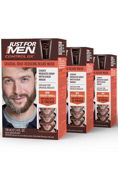 Just For Men غسول اللحية Control GX Grey Reducing Beard Wash مع الكيراتين، 4 ...