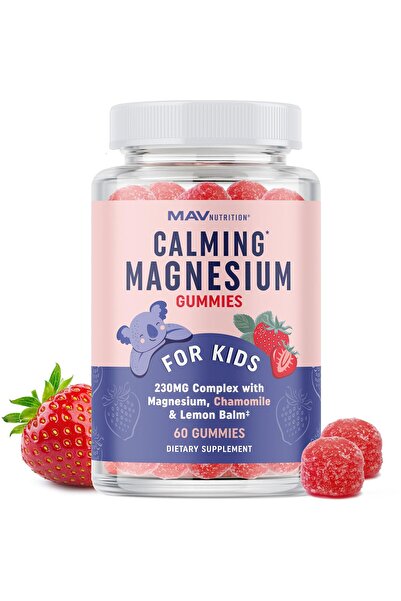 MAV NUTRITION Magnesium Calming Gummies for Kids with Chamomile & Lemon Balm | Strawberry | 60ct