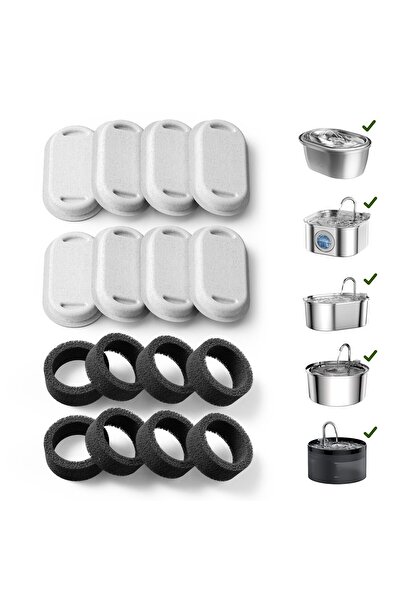 petlibro 8 عبوات من فلاتر بديلة لنافورة مياه القطط المصنوعة من الفولاذ المقاوم للصدأ PLWF003 وPLWF006