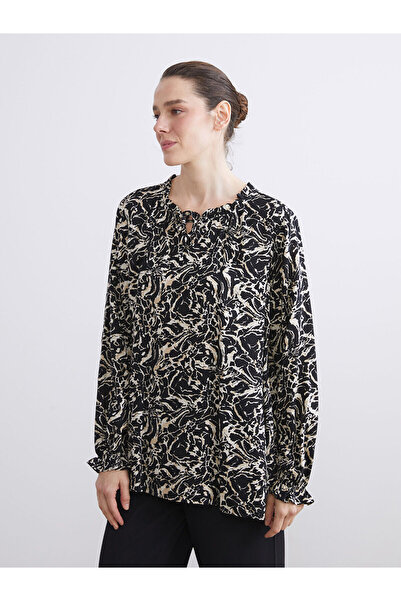 LC Waikiki Peak New Season Tie Neck Patterned Blouse