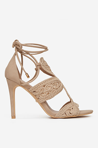 DeeZee Γυναικεία χαμηλά σανδάλια μπεζ στιλέτο 41