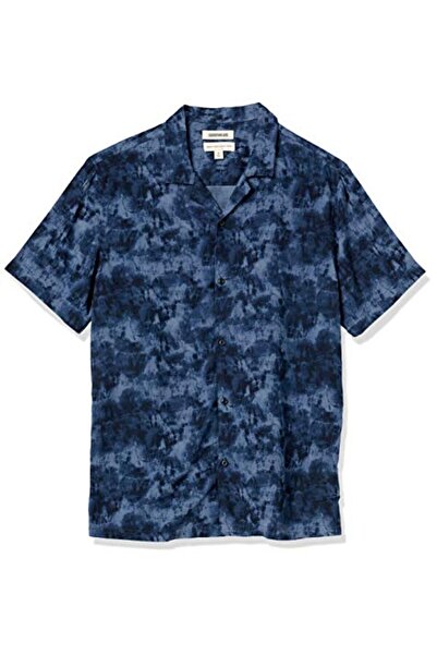 OEM Men's Hawaiian Short Sleeve Shirt by Goodthreads, Camp Collar, Navy S