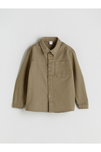 LC Waikiki Bej Basic Uzun Kollu Erkek Çocuk Gömlek