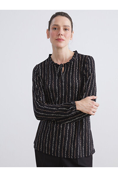 LC Waikiki New Season Tie Neck Patterned Blouse