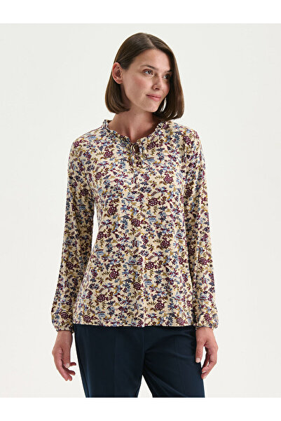 LC Waikiki New Season Tie Neck Patterned Blouse