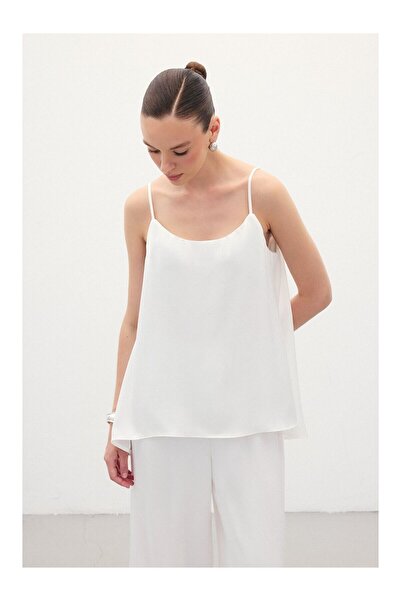 LC Waikiki Satin Blouse with Strap - Ecru