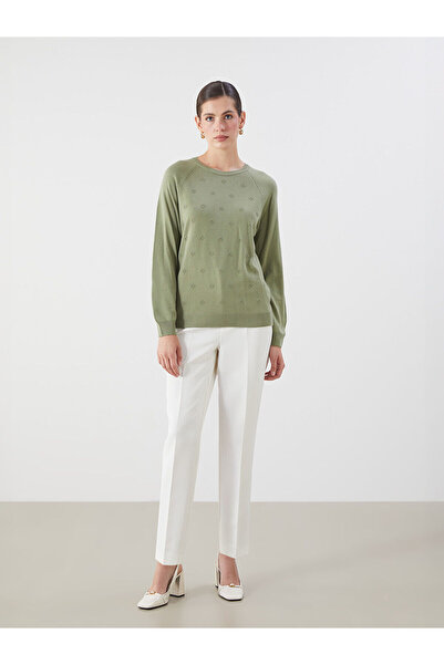 LC Waikiki Vizyon Yeni Sezon Bisiklet Yaka Çiçekli Kadın Triko Kazak