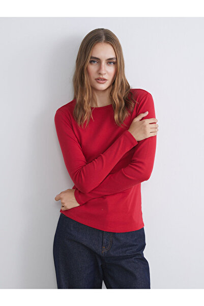 LC Waikiki Tricou roșu guler rotund pentru femei