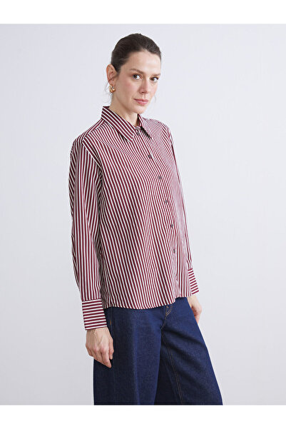 LC Waikiki Ozmarka New Season Large Size Striped Oversize Poplin Women's Shirt