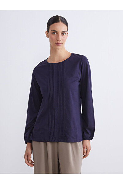 LC Waikiki Δημιουργήστε το στυλ σας από το UZG Store |   Μπλούζα με λαιμόκοψη με διακοσμητική λεπτομέρεια ραφής