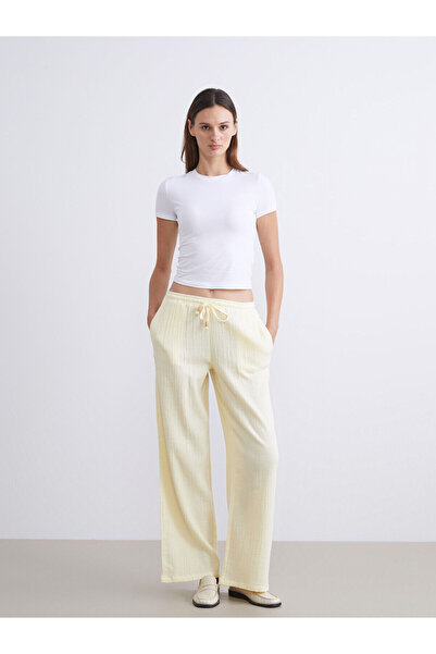 LC Waikiki Sari Elastic Waist Textured Muslin Women's Trousers