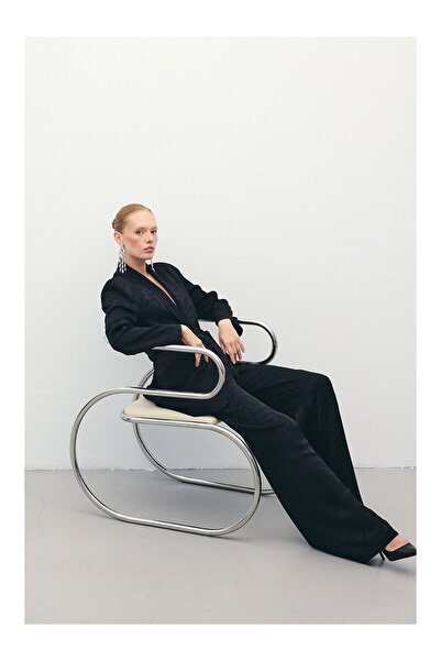 LC Waikiki Jacquard Satin Trousers - Black