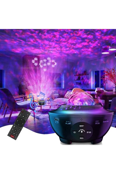 ROBOKÜS Galaksi Projektörlü Hoparlörlü Gece Lambası (Disko Topu)