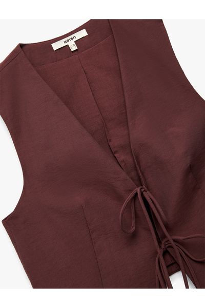Koton Modal Fabric Bow Front Tie Detailed Crop Vest