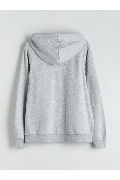 LC Waikiki Gray Hooded Women's Zippered Sweatshirt
