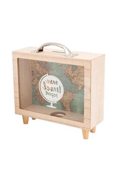 OEM Valiza cu pusculiță cu hartă de călătorie, față transparentă și mâner metalic, 21x7x22 cm