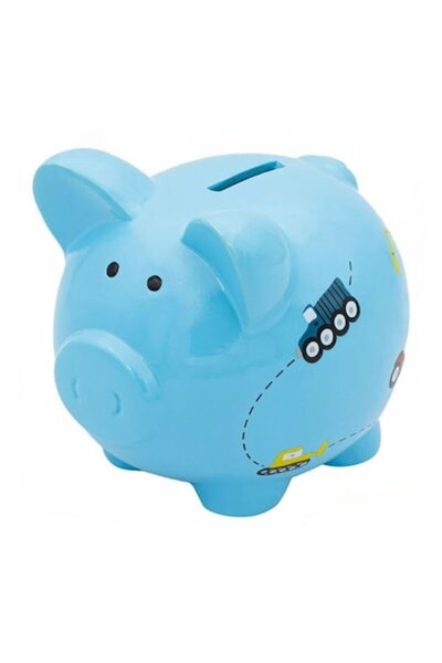 OEM Pușculiță din lut, model purceluș cu vehicule pictate 14x12x12 cm