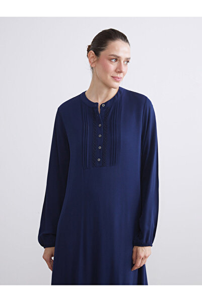 LC Waikiki Μακρύ φόρεμα με λεπτομέρεια με κουμπιά με γιακά δικαστή (W5)