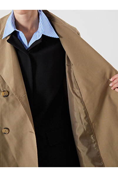 LC Waikiki Haki Kruvaze Yaka Kadın Trençkot