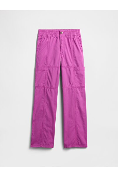 GAP Kız Çocuk Pembe Twill Loose Kargo Pantolon