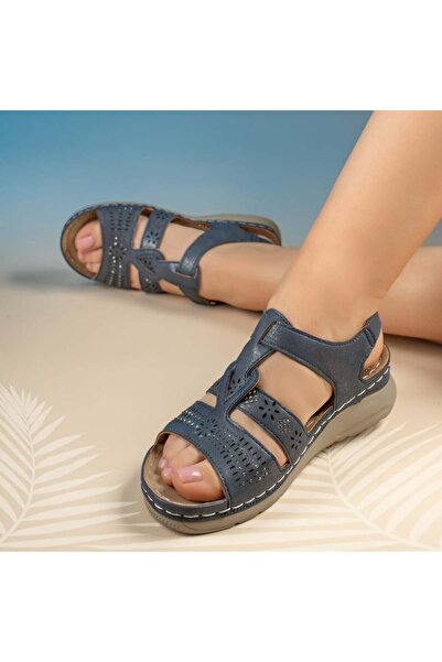 BMoD Sandale albastre pentru femei cu platformă și baretă MOD13385