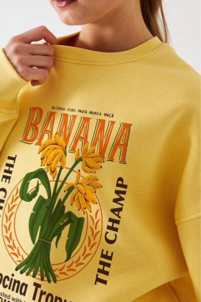 The Champ Clothing Γυναικείο φούτερ Oversize με στάμπα μπανάνας Tropical Yellow – Crew Neck, 3 Thread Fleece